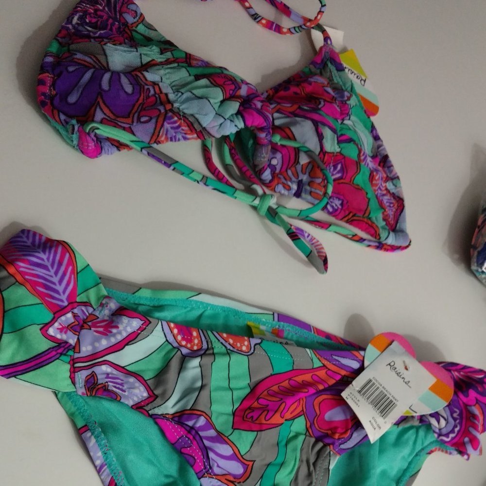 New Raisin Green Floral Bikini Set Medium